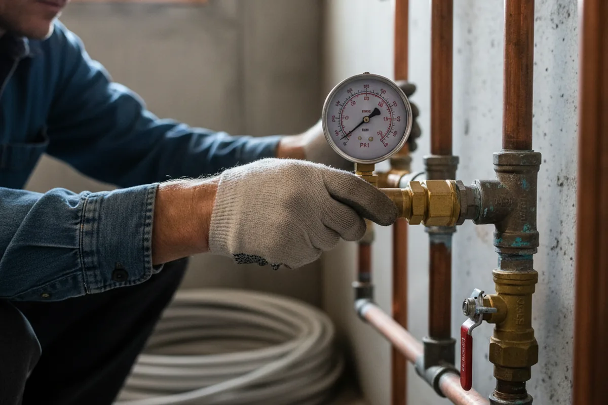 Pressure testing a repaired line during Water Line Repair in Coral